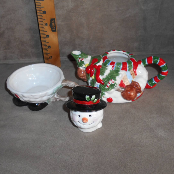 Chadwick-Miller Snowman Tea For One Ceramic Hand Painted 1997 Vintage #31663 - Picture 8 of 13